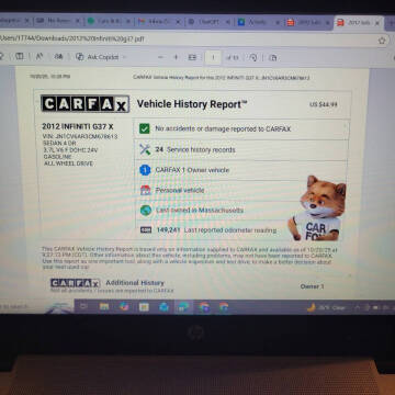 2012 Infiniti G37 Sedan x