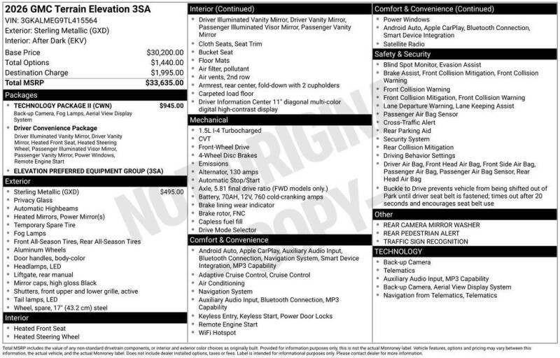2026 GMC Terrain Elevation