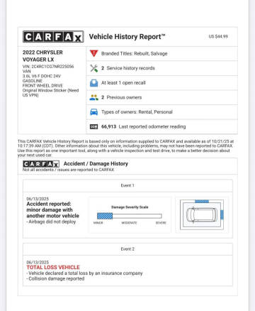 2022 Chrysler Voyager LX