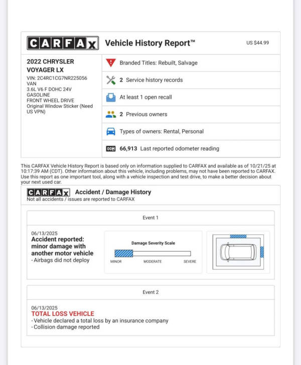 2022 Chrysler Voyager LX