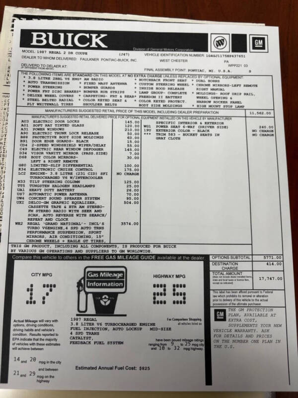 1987 Buick Regal Grand National Turbo