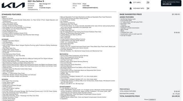 2021 Kia Seltos S