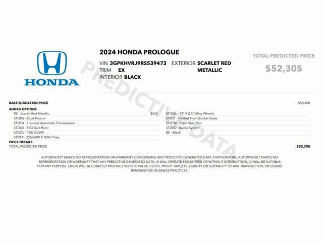Used 2024 Honda Prologue EX with VIN 3GPKHVRJ9RS539473 for sale in Philadelphia, PA