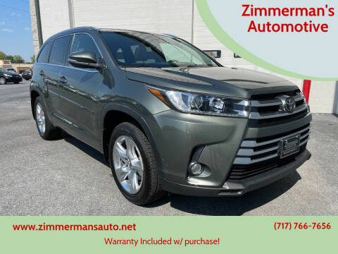 2017 Toyota Highlander for sale at Zimmerman's Automotive in Mechanicsburg PA