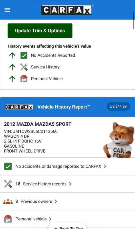 2012 Mazda MAZDA5 Sport