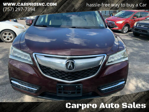 2014 Acura MDX for sale at Carpro Auto Sales in Chesapeake VA