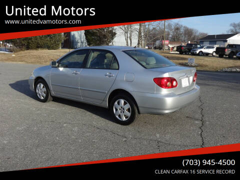 2006 Toyota Corolla for sale at United Motors in Fredericksburg VA