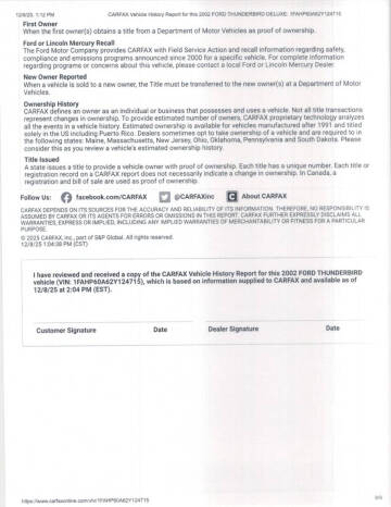 2002 Ford Thunderbird Deluxe