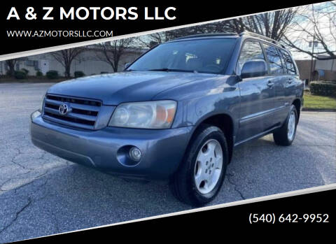 2007 Toyota Highlander for sale at A & Z MOTORS LLC in Fredericksburg VA