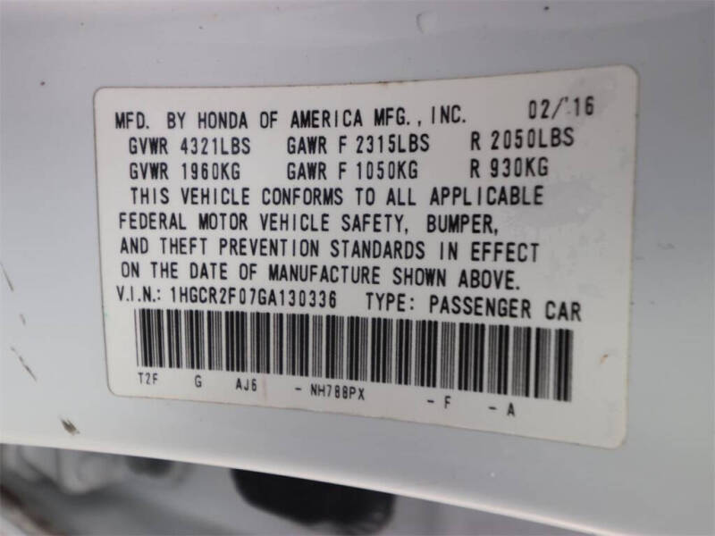 2016 Honda Accord EX w/Honda Sensing