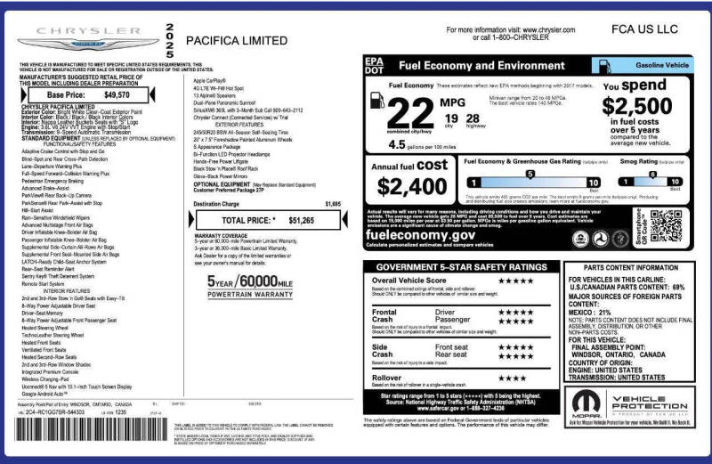 2025 Chrysler Pacifica Limited