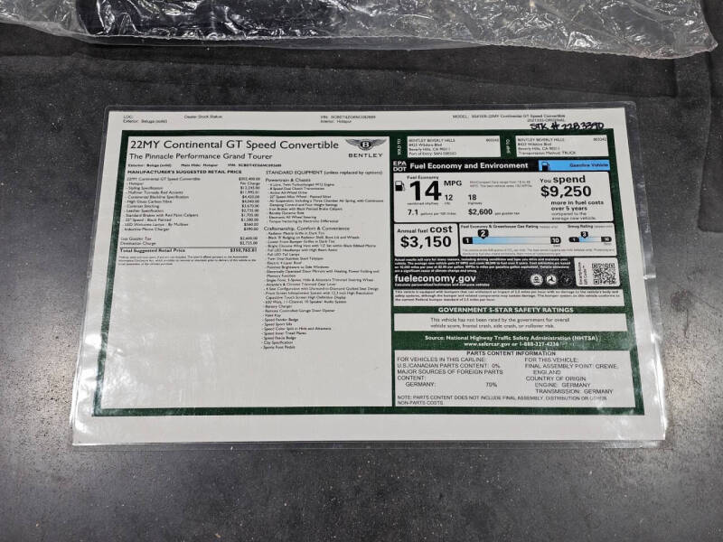 2022 Bentley Continental GTC Speed