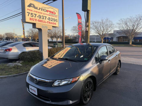 2012 Honda Civic for sale at AutoPro Virginia LLC in Virginia Beach VA