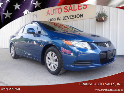 2012 Honda Civic for sale at CRANSH AUTO SALES, INC in Arlington TX