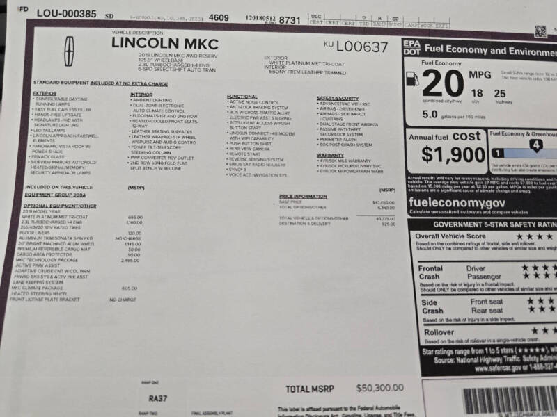 2019 Lincoln MKC Reserve