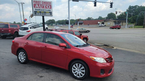 2013 Toyota Corolla for sale at FIRST CHOICE AUTO Inc in Middletown OH