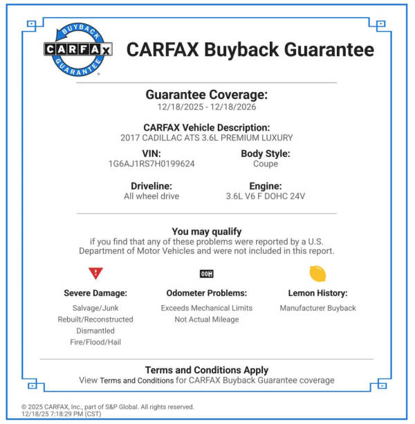 2017 Cadillac ATS 3.6L Premium Luxury