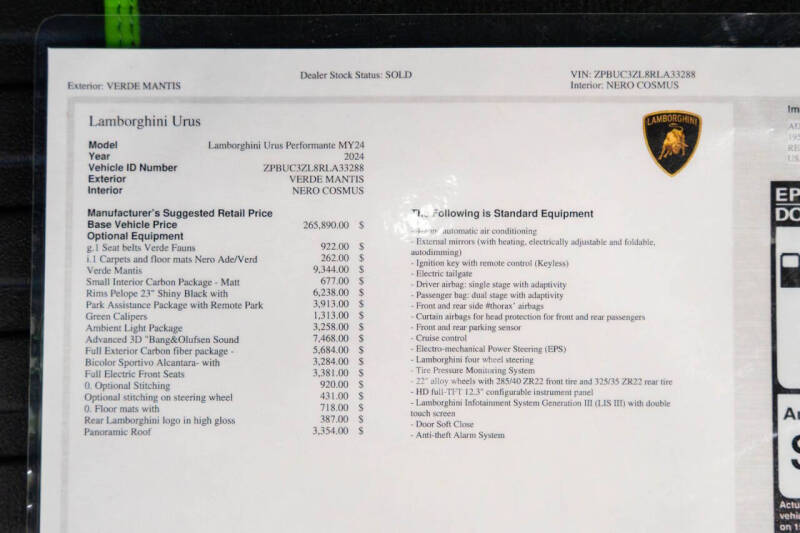 2024 Lamborghini Urus Performante