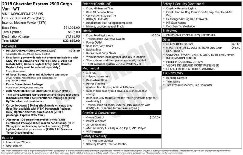 2018 Chevrolet Express 2500