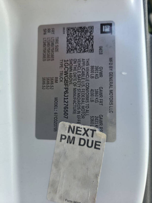 2018 Chevrolet Express 2500