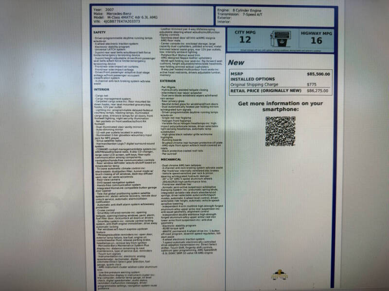 2007 Mercedes-Benz M-Class ML 63 AMG