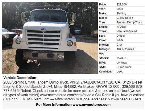 2000 Sterling LT7500 Series