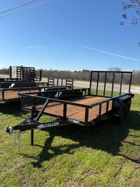 Falcon Trailer 77x14 Pipe Top, expanded metal, and HD rear gate  Radial Tires Image