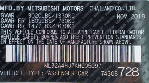 2019 Mitsubishi Mirage SE