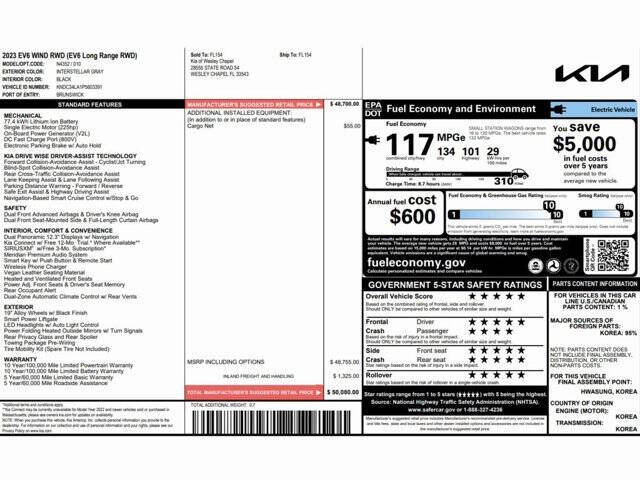 Used 2023 Kia EV6 Wind with VIN KNDC34LA1P5603391 for sale in Philadelphia, PA