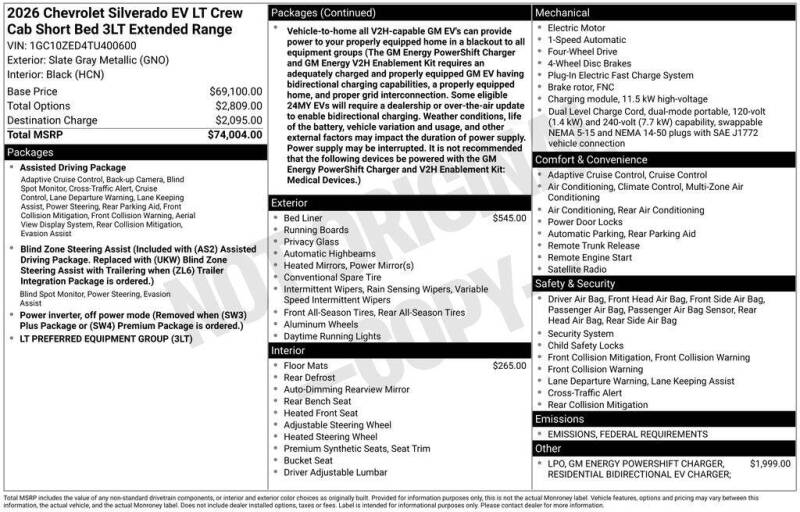 2026 Chevrolet Silverado EV LT