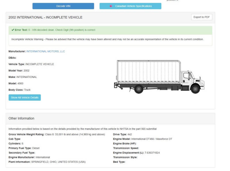 2002 International 999