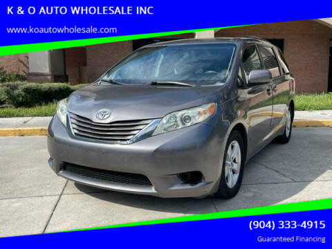 2015 Toyota Sienna for sale at K & O AUTO WHOLESALE INC in Jacksonville FL