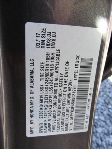 2017 Honda Ridgeline RTS