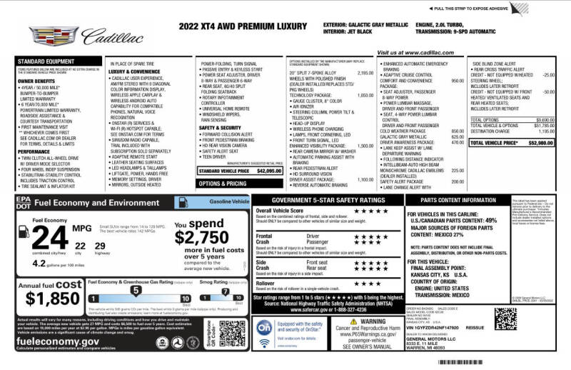 2022 Cadillac XT4 Premium Luxury
