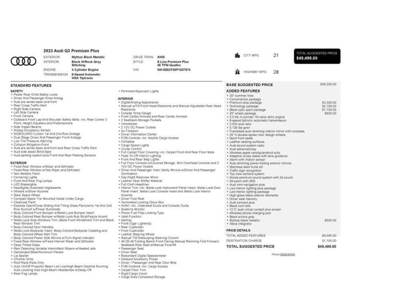 2023 Audi Q3 quattro S line Prem Plus 45 TFSI