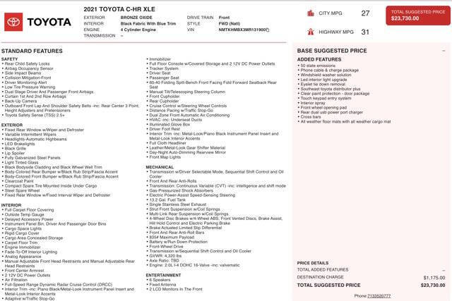2021 Toyota C-HR XLE