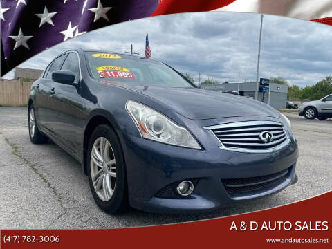 2012 Infiniti G37 Sedan for sale at A & D Auto Sales in Joplin MO