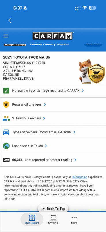 2021 Toyota Tacoma SR