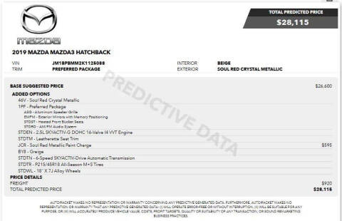 2019 Mazda Mazda3 Hatchback Preferred