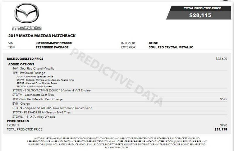 2019 Mazda Mazda3 Hatchback Preferred