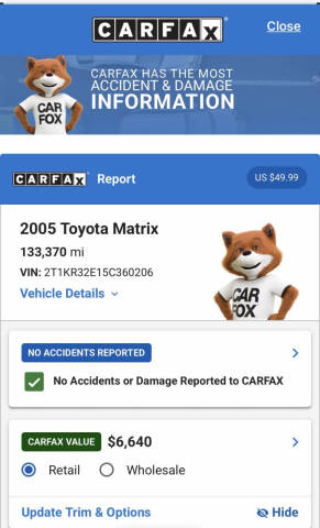2005 Toyota Matrix XR