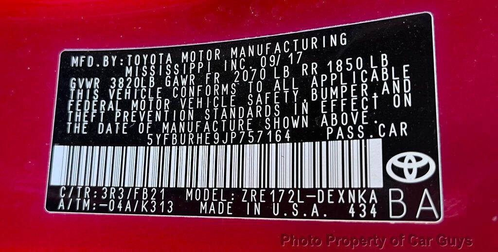 Red 2018 Toyota Corolla LE LE 4dr Sedan 41