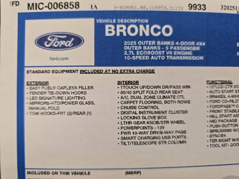 2025 Ford Bronco Outer Banks