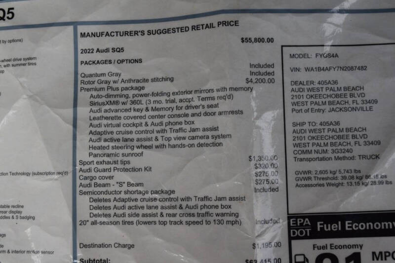 2022 Audi SQ5 3.0T quattro Premium Plus