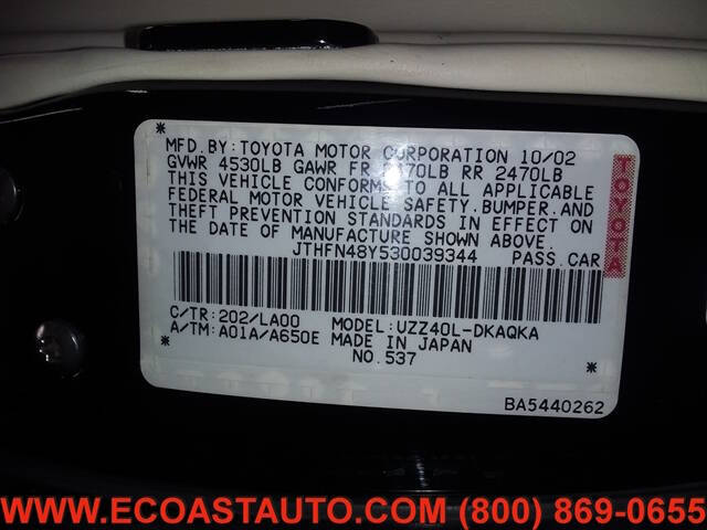 Black 2003 Lexus SC 430 Base Convertible 2dr Convertible 18