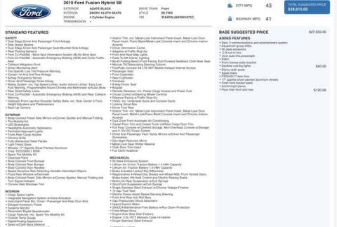2019 Ford Fusion Hybrid SE