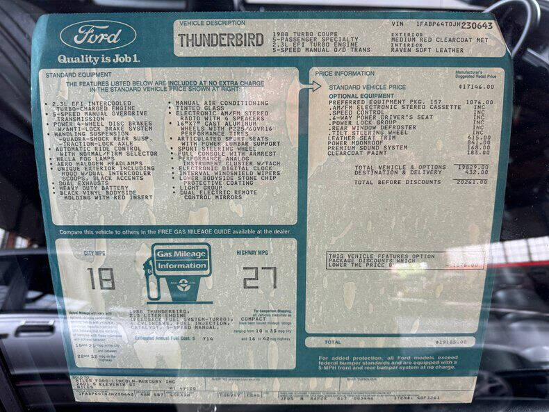 1988 Ford Thunderbird Turbo