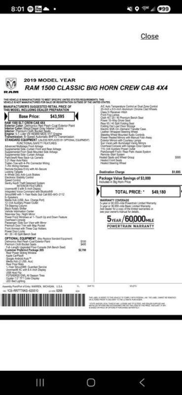 2019 RAM 1500 Classic Big Horn