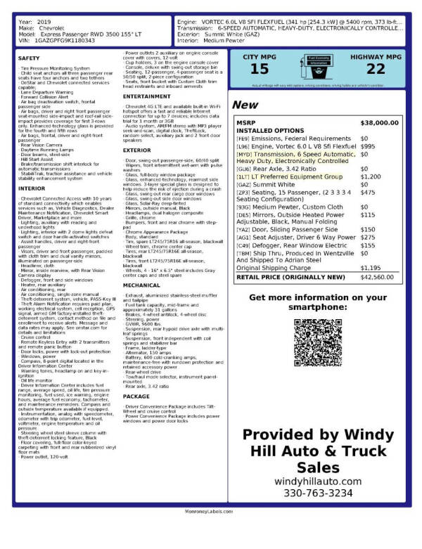 2019 Chevrolet Express LT 3500