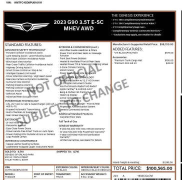 2023 Genesis G90 3.5T e-Supercharger